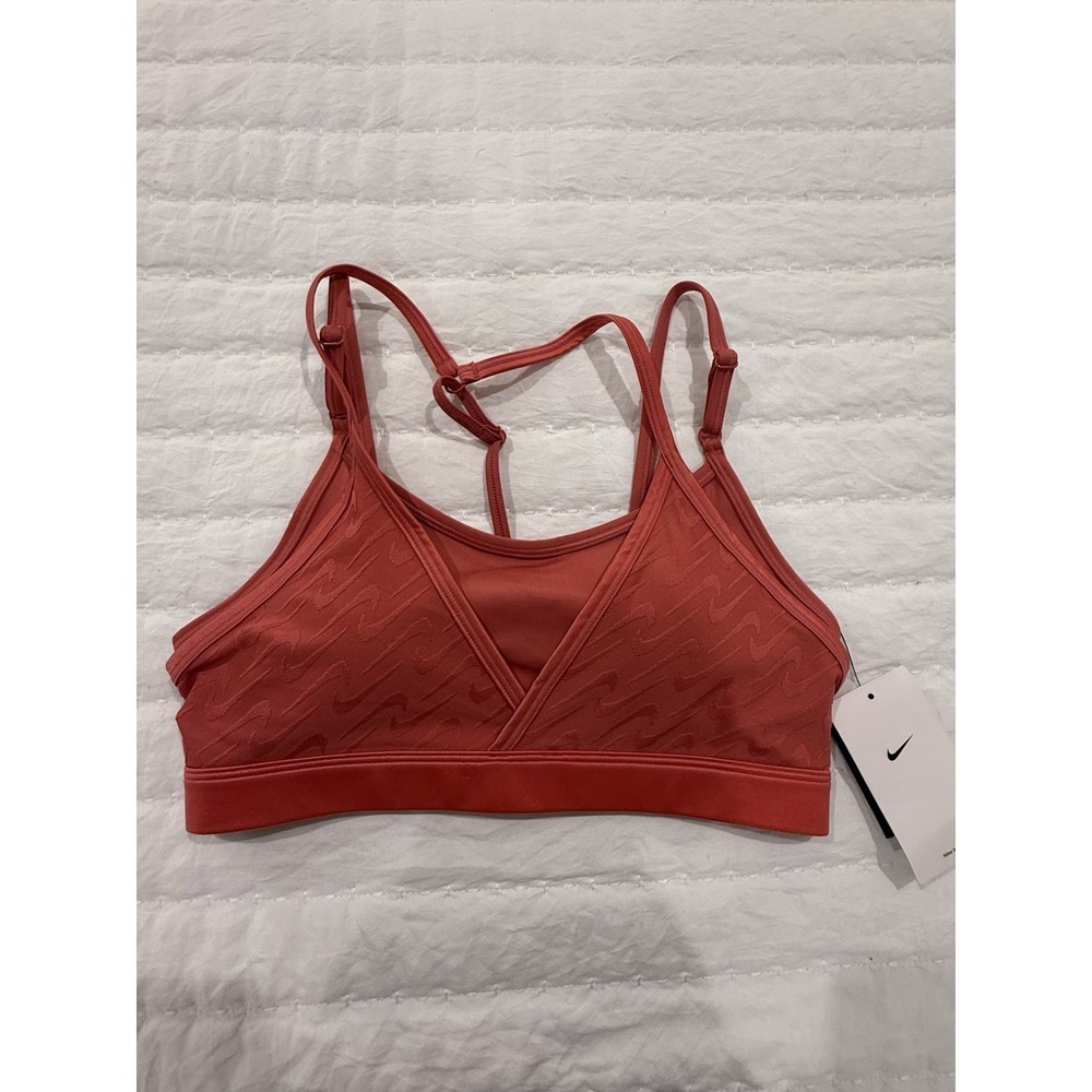 Women's Nike Dri-Fit Indy Swoosh Adjustable Bra In Coral M NEW